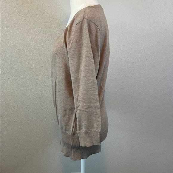 New York & Co Scoopneck 3/4 Sleeve Lightweight Sweater Beige Size Large - Picture 4 of 8
